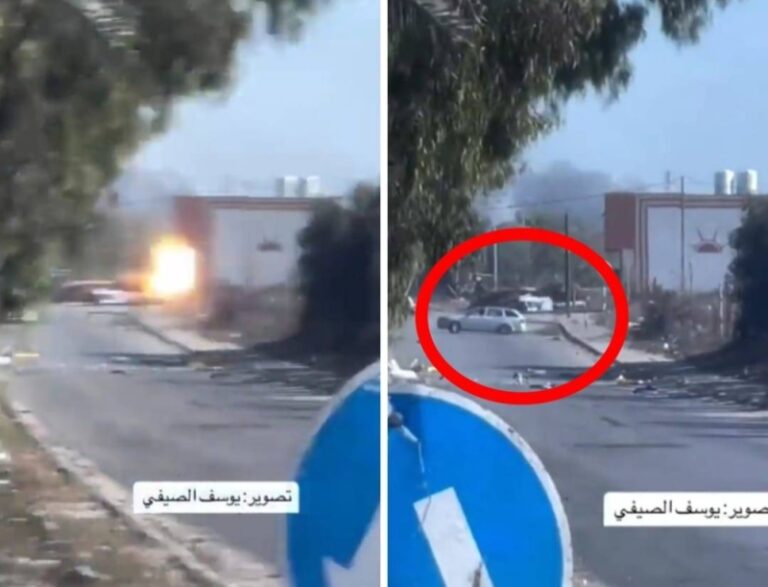 شاهد دبابة إسرائيلية تقصف سيارة بداخلها عائلة في غزة