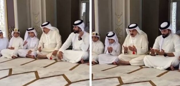 ملك البحرين يدعو لأهل غزة مع أحفاده