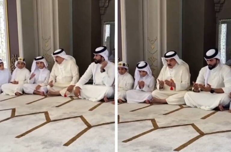 ملك البحرين يدعو لأهل غزة مع أحفاده
