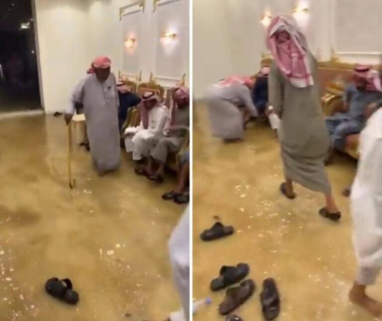 تحولت إلى بركة مياه.. شاهد غرق قاعة احتفالات أثناء إقامة مناسبة بسبب الأمطار الغزيرة