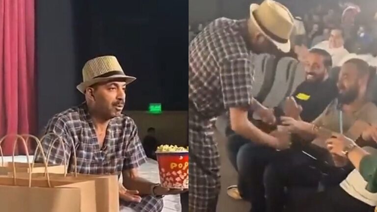 خرج عن النص.. شاهد طارق العلي يأخذ مأكولات ومشروبات الجمهور في أحدث مسرحياته