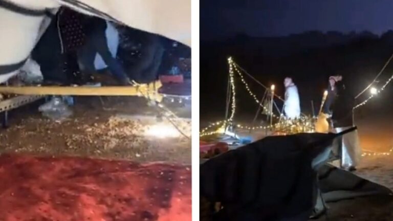 شاهد تقلبات جوية حادة تفاجئ شباب أثناء الكشتة