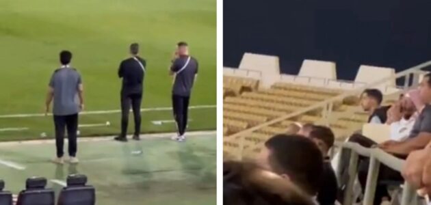 شاهد.. رئيس نادي الطائي يتصل بمدافعي الفريق لمنحهم تعليمات خاصة قبل مباراتهم أمام الخليج