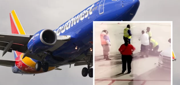 شاهد رجل يقفز من باب الطوارئ بالطائرة قبل إقلاعها.. وردة فعل غريبة من الركاب