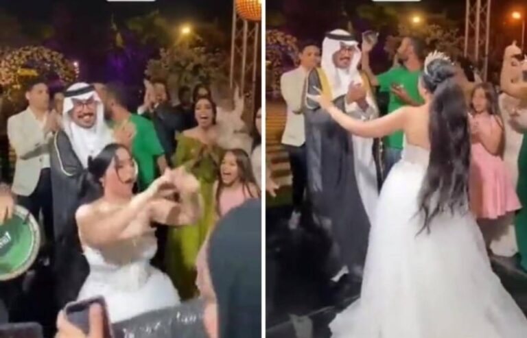شاهد رقص عروس مصرية في حفل زفافها على شاب سعودي