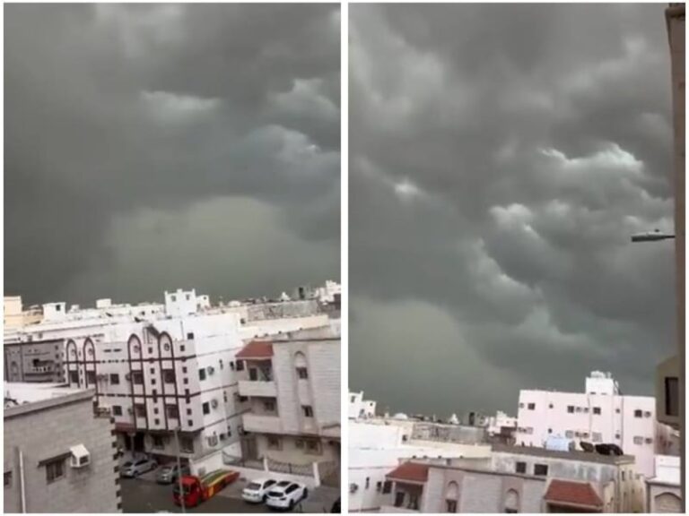 شاهد سحابة عملاقة تغطي سماء جدة