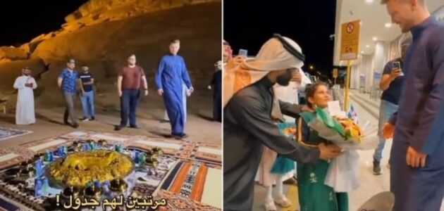 شاهد لحظة استقبال شاب أيسلندي تزوج من فتاة سعودية في حائل