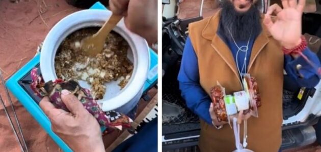 شاهد مواطن يكشف عن طريقة إعداد حلى خاص بكشتات البر