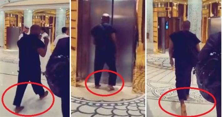 كانيي ويست يظهر حافي القدمين في فندق بالرياض.. شاهد ماذا فعل ليلحق بالمصعد