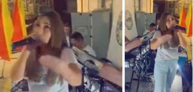 بلحن مسروق من أغنية عربية شهيرة.. شاهد مطربة إسرائيلية تغني لـ يحيى السنوار أمام جنود الإحتلال