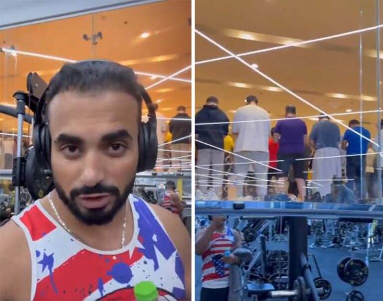 شاب مصري يوثق مشهداً مؤثراً لصلاة مجموعة من الشباب في صالة رياضية في السعودية