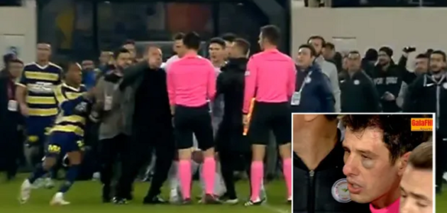 شاهد رئيس نادي يعتدي بالضرب على حكم مباراة في الدوري التركي