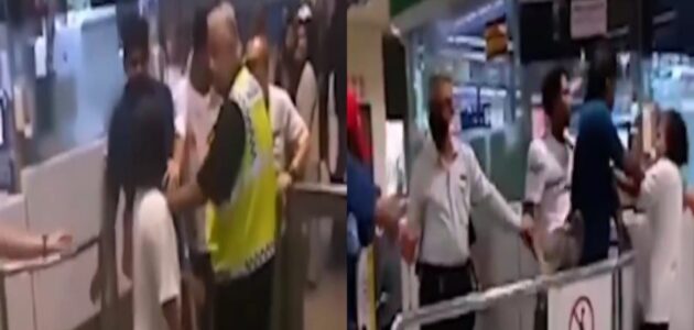 شاهد شجار عنيف في محطة قطار بسنغافورة والقبض على رجل وامرأتين