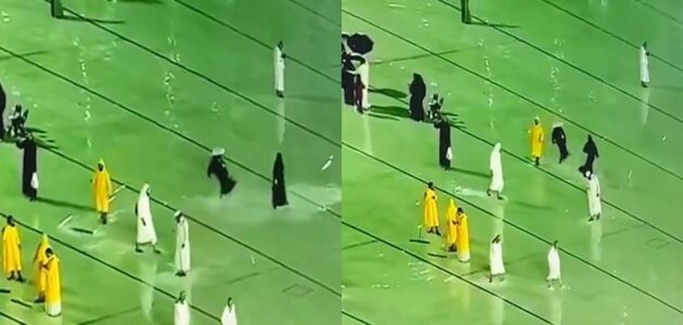 شاهد فتاة توثق لقطة لطيفة أثناء مشاهدتها للحرم