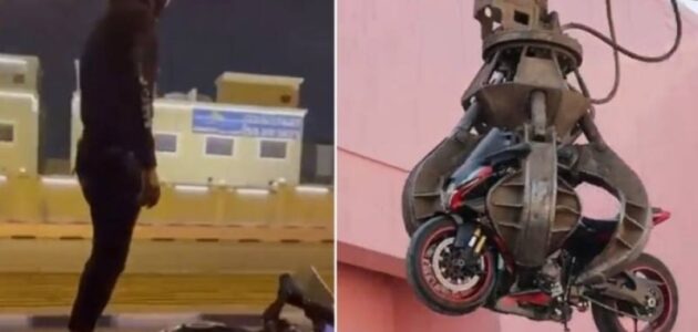 شاهد ماذا فعلت مرور قطر في دراجة نارية بعد ضبط قائدها يقوم بحركات استعراضية على طريق عام
