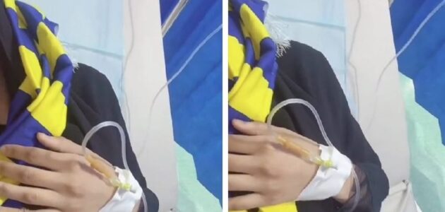 شاهد مشجعة نصراوية تدخل المستشفى بعد فوز الهلال بثلاثية على النصر