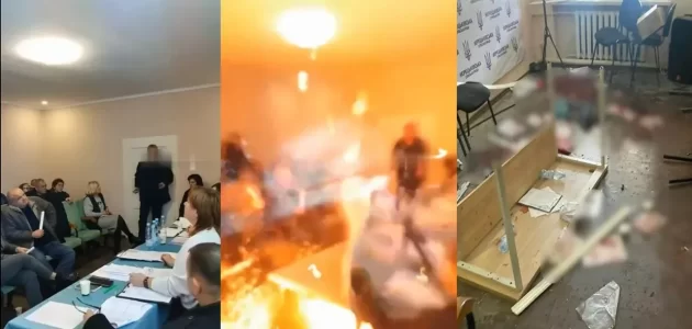 شاهد نائب أوكراني يفجر 3 قنابل خلال اجتماع مجلس محلي