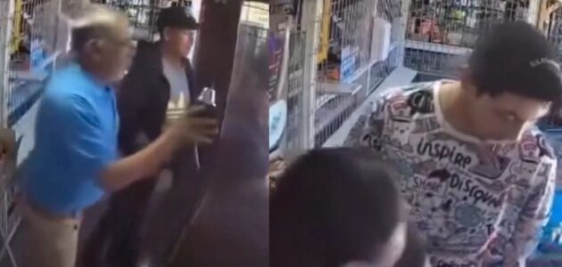 كاميرات المراقبة تكشف لحظة تحرش شاب بسيدة ورد فعل قوي منها وجيرانها -فيديو