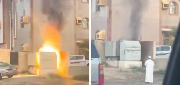 شاهد انفجار مدوٍ لـ عداد كهرباء بجوار أحد المنازل
