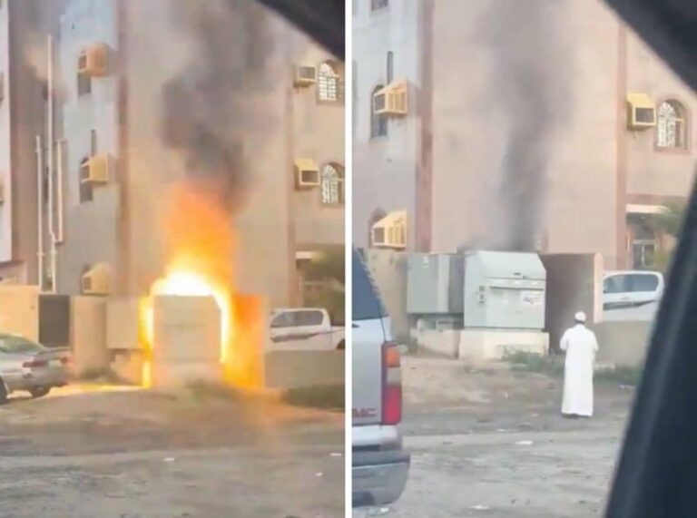 شاهد انفجار مدوٍ لـ عداد كهرباء بجوار أحد المنازل