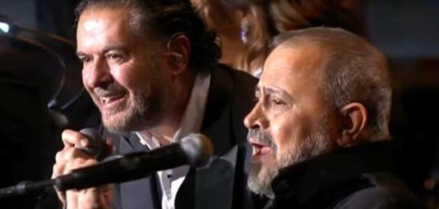 شاهد تصرف لراغب علامة وهو يقف بجوار جورج وسوف في ليلة صلاح الشرنوبي يثير جدلا