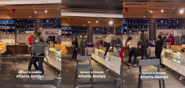 شاهد ردة فعل غريبة لـ موظفة بعد طردها من العمل في مقهى بأمريكا