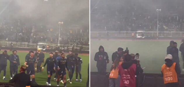 شاهد.. رونالدو يستجيب لمطلب مصورة ويلتقط صورة معها خلال مباراة النصر والتعاون