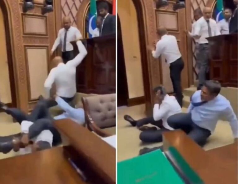 شاهد فوضى وعراك بالأيدي خلال جلسة في برلمان المالديف