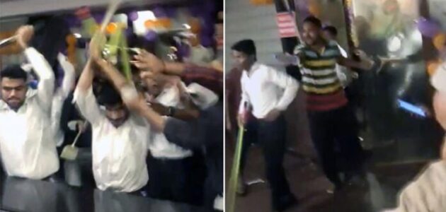 شاهد مشاجرة جماعية في الهند بين موظفي أحد المطاعم وأسرة لسبب غريب