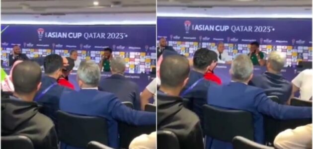 شاهد موقف محرج لـ البليهي بسبب سؤال وجه له باللغة الإنجليزية في المؤتمر الصحفي بعد مباراة عمان