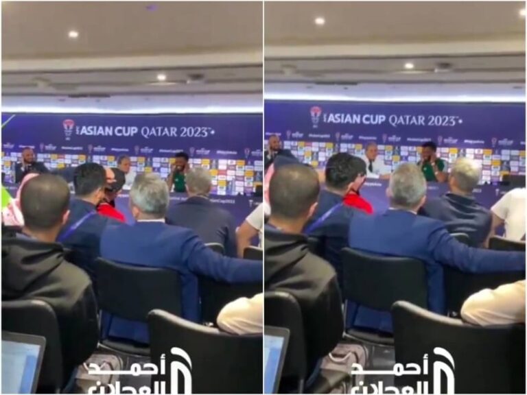 شاهد موقف محرج لـ البليهي بسبب سؤال وجه له باللغة الإنجليزية في المؤتمر الصحفي بعد مباراة عمان
