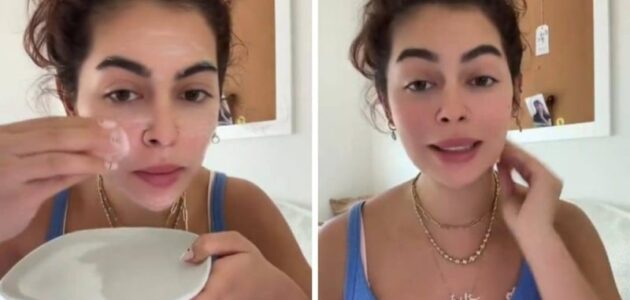 فتاة تشارك طريقة عنايتها بالبشرة باستخدام الحليب وماء الورد
