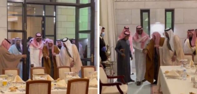 أثناء حضوره مناسبة في قصر الحكم.. شاهد ردة فعل نائب أمير الرياض عندما رأى مفتي المملكة