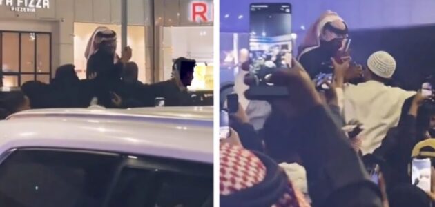 شاهد تجمهر وتدافع حول الفنان خالد عبدالرحمن من أجل التقاط الصور معه في عنيزة