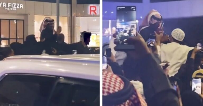 شاهد تجمهر وتدافع حول الفنان خالد عبدالرحمن من أجل التقاط الصور معه في عنيزة