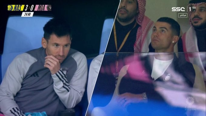 شاهد تحية كبيرة لرونالدو وصافرات استهجان لميسي من جماهير مباراة النصر وإنتر ميامي