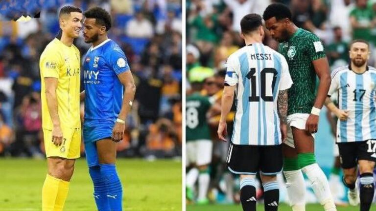 شاهد ماذا فعل البليهي بـ اللقطتين الشهيرتين له مع ميسي ورونالدو