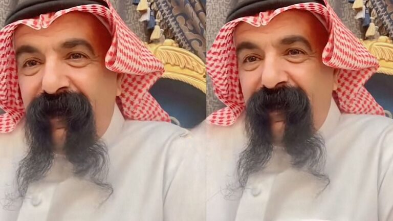 شاهد مواطن يثير التفاعل ويكشف مدة عدم حلق شواربه.. والمتابعين: كيف ياكل كبسة؟