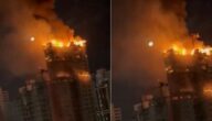 إخلاء مبان وانقطاع الكهرباء إثر حريق ضخم فى مبنى شاهق بالبرازيل..فيديو وصور